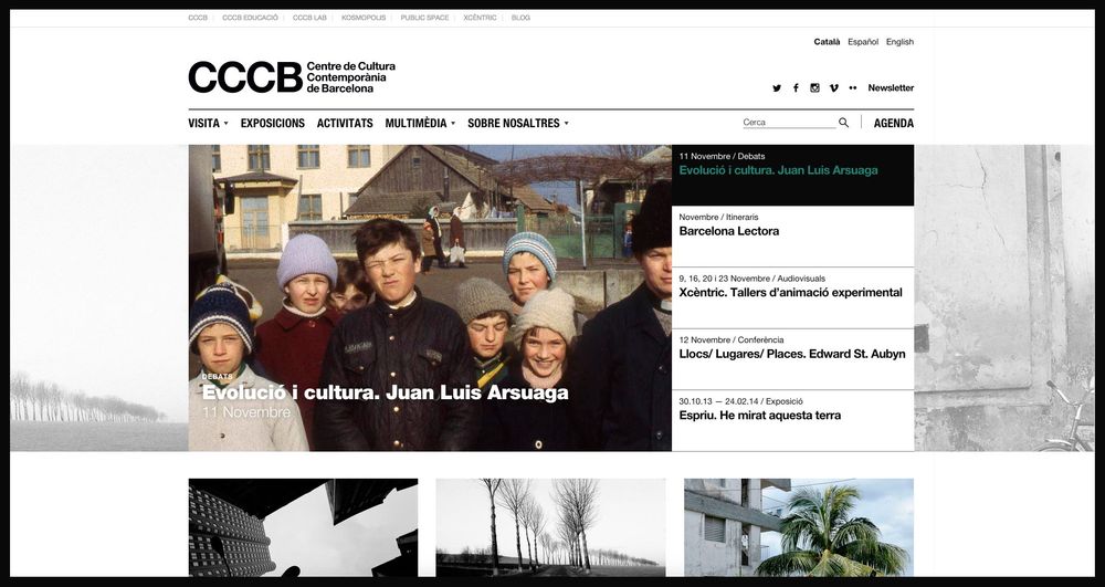 Centre de Cultura Contemporània de Barcelona — CCCB (disseny gràfic, art i cultura, sector públic, web), per DOMO-A | Direcció d’art i disseny gràfic, Barcelona