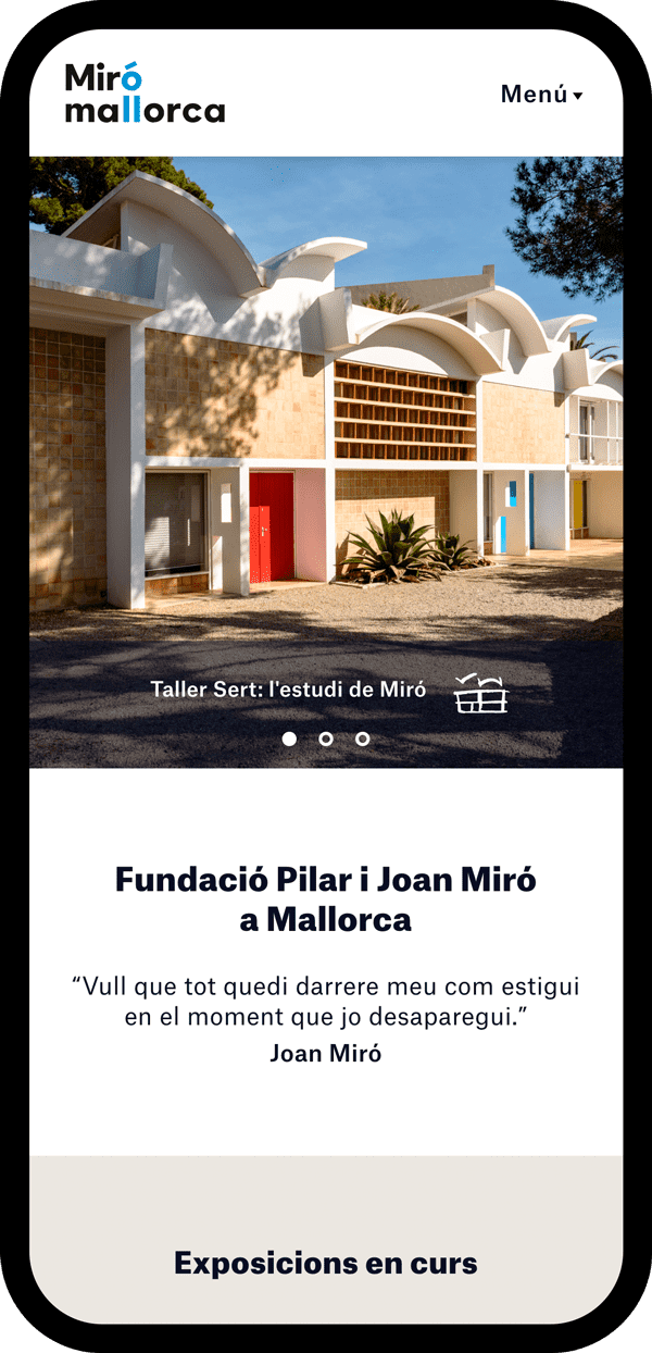Miró Mallorca Web (direcció d’art, disseny gràfic, art i cultura, sector públic, web), per DOMO-A | Direcció d’art i disseny gràfic, Barcelona