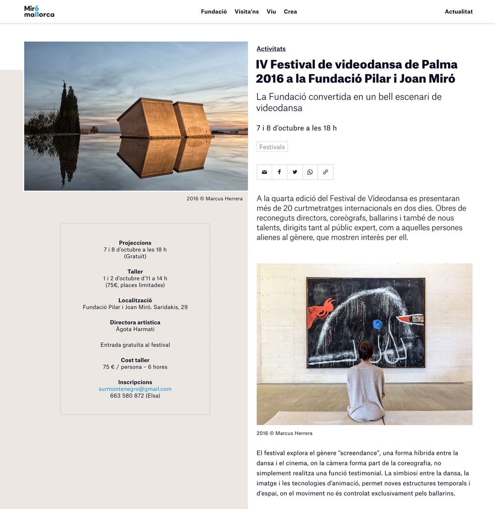 Miró Mallorca Web (direcció d’art, disseny gràfic, art i cultura, sector públic, web), per DOMO-A | Direcció d’art i disseny gràfic, Barcelona