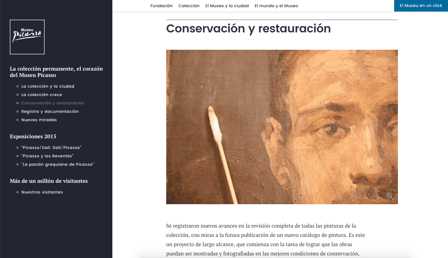 Museu Picasso — Memòria Anual 2015 (direcció d’art, disseny gràfic, art i cultura, web), per DOMO-A | Direcció d’art i disseny gràfic, Barcelona
