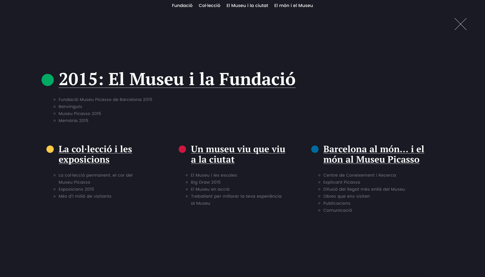 Museu Picasso — Memòria Anual 2015 (direcció d’art, disseny gràfic, art i cultura, web), per DOMO-A | Direcció d’art i disseny gràfic, Barcelona